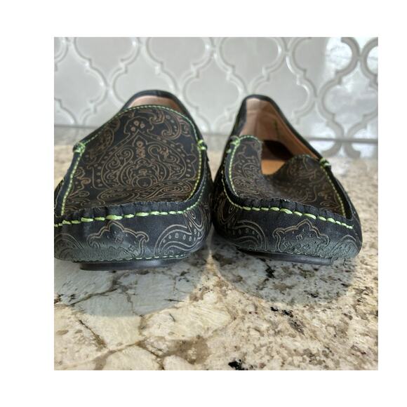 Robert Graham Men\'s Soprano Black Paisley-Print Suede Drivers shoes size 9